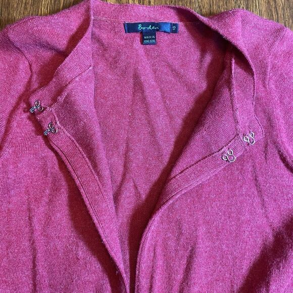 Boden Sweater Vtg Womens Size 10 Pink Cashmere Blend Angora Cotton Bead Bow - Picture 8 of 8